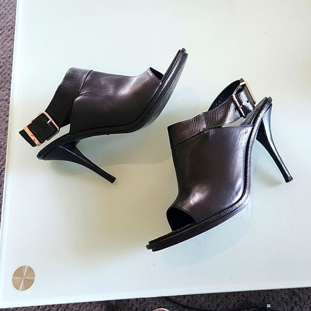 Balenciaga Leather Slingback Peep Toe Chic Y2K Heels Size 40 - Picture 8 of 12